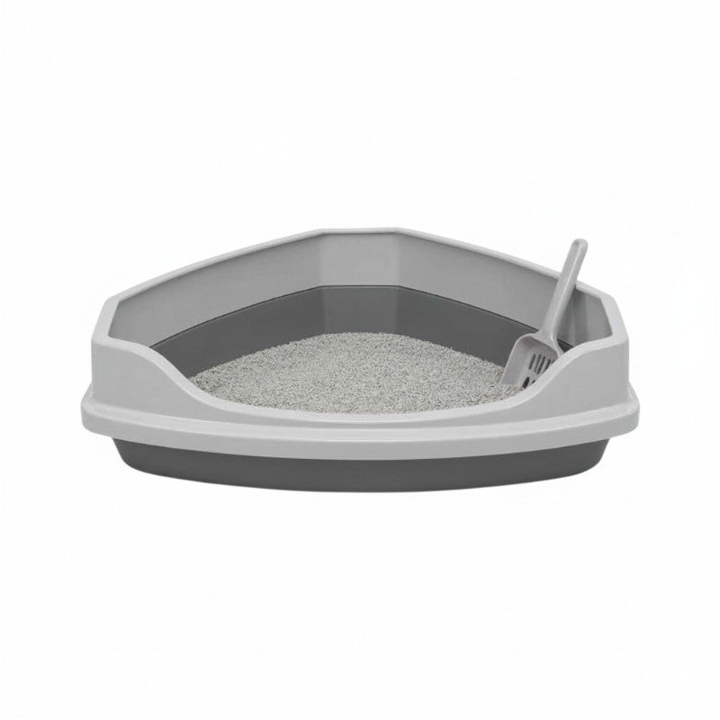 Γωνιακή λεκάνη γάτας ανοιχτή - 58x45x40cm - 007887 - Grey