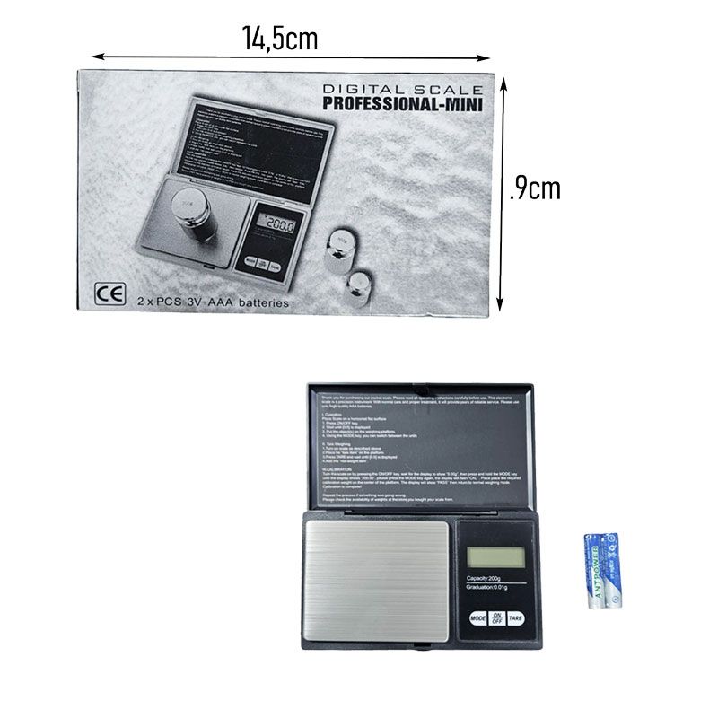 Mini Ψηφιακή Ζυγαριά 200gr x 0.01g - Digital Scale Professional Mini