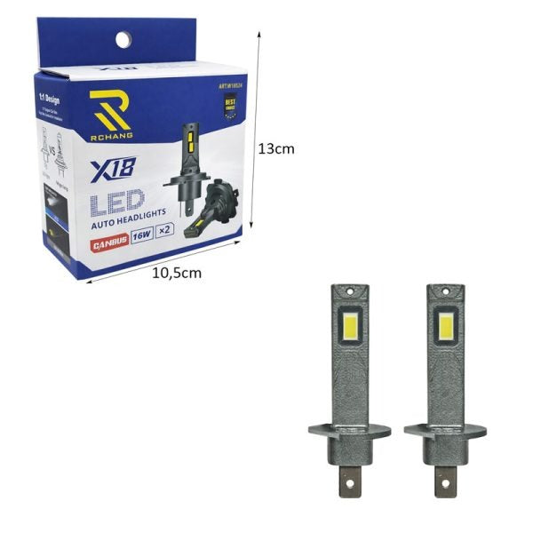 Rchang Λάμπες Αυτοκινήτου LED X18 CANBUS H1 Σετ 2 Τεμαχίων W18524 - LED Car Headlight Bulbs X18 CANBUS H1 Set of 2