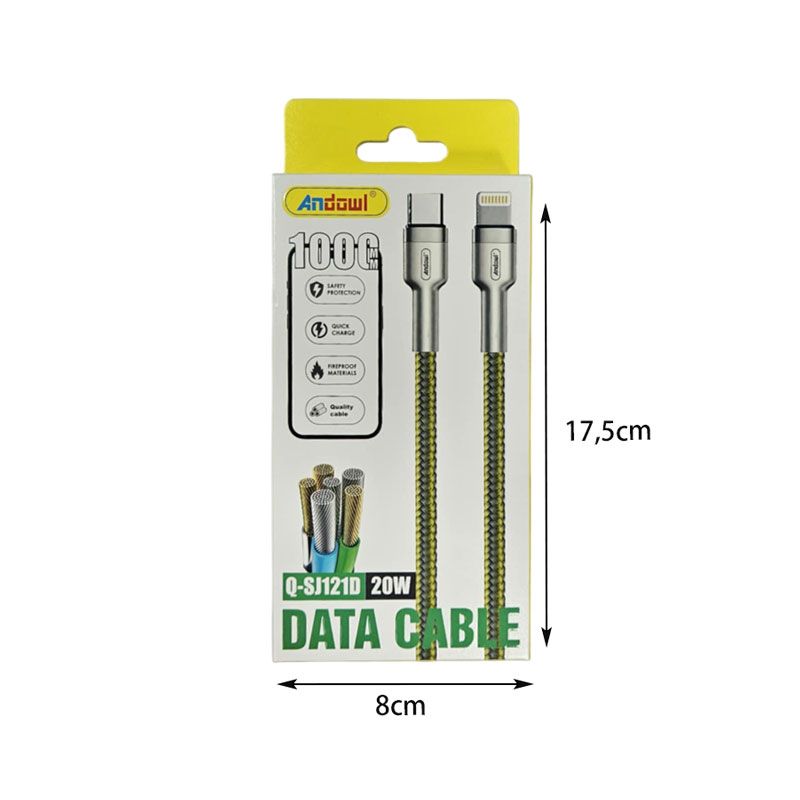 Andowl Καλώδιο δεδομένων Type-C σε Lighting 20W Q-SJ121D - Data Cable