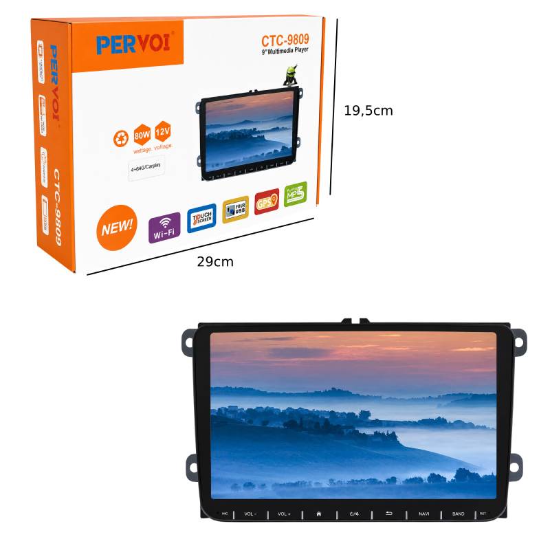 PerVoi Οθόνη Αυτοκινήτου 9" CTC-9809 - Car Multimedia Player