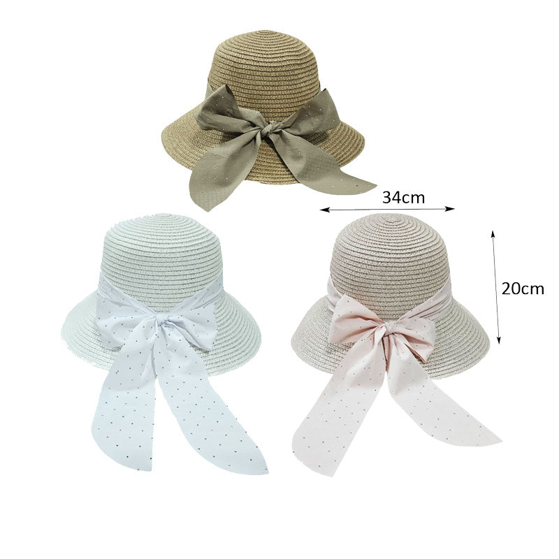 Ψάθινο Καπέλο με Φιόγκο και Λεπτομέρειες 34cm - Straw Hat with Bow