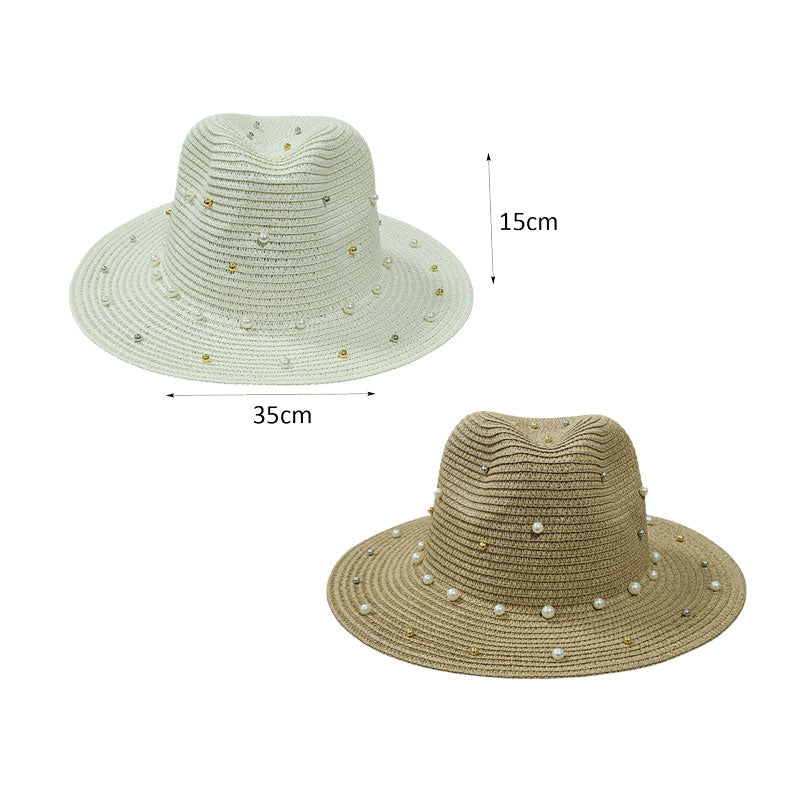 Ψάθινο Καπέλο με Διακοσμητικές Πέρλες - Straw Hat with Decorative Pearls