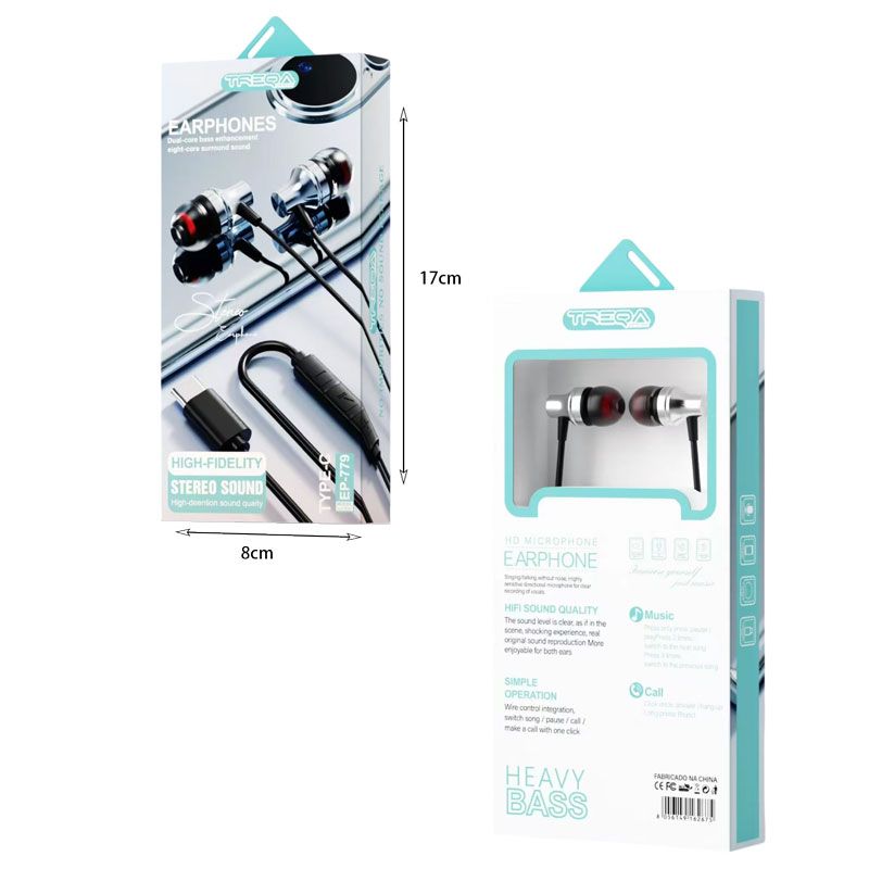 Treqa Ενσύρματα Ακουστικά Type-C EP-779 - Stereo Sound Earphones