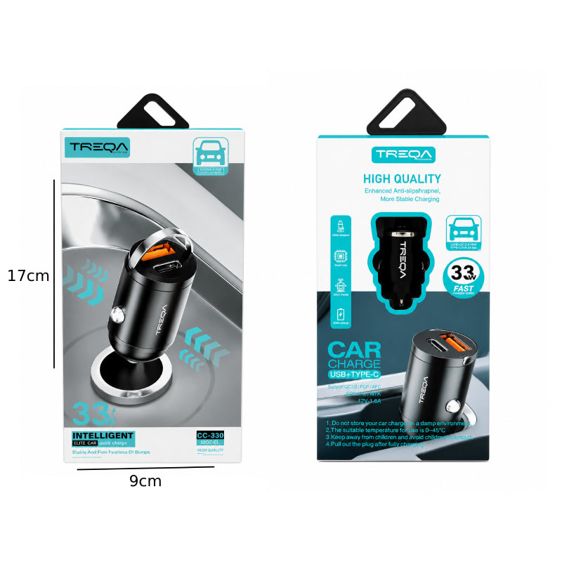 Treqa Φορτιστής Αυτοκινήτου USB & USB-C 33W CC-330 - 33W USB & USB-C Car Charger