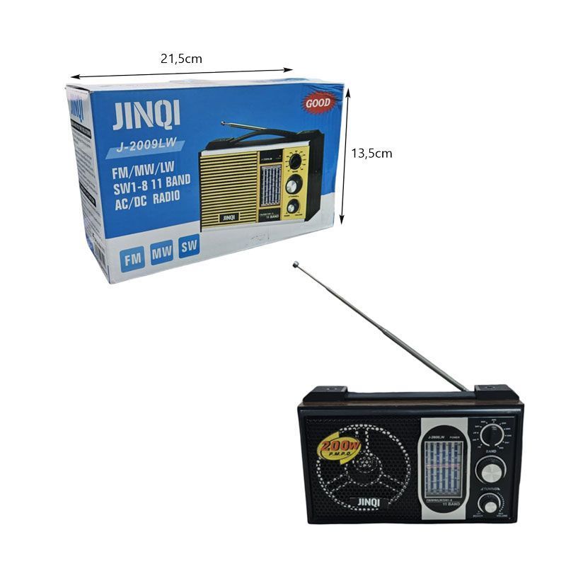 JINQI Ραδιόφωνο Ρετρό FM/MW/SW με Κεραία & AC/DC Λειτουργία J-2009LW – Vintage Radio