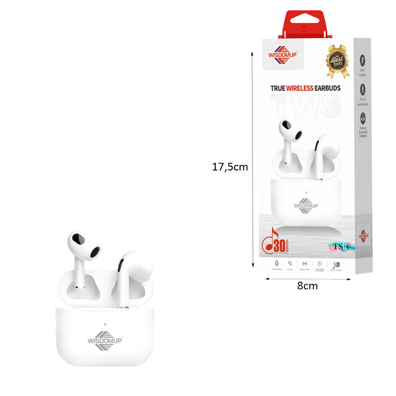 Wisdomup Ασύρματα Ακουστικά Bluetooth TWS με Θήκη Φόρτισης TS4 - Wireless Bluetooth TWS Earbuds with Charging Case