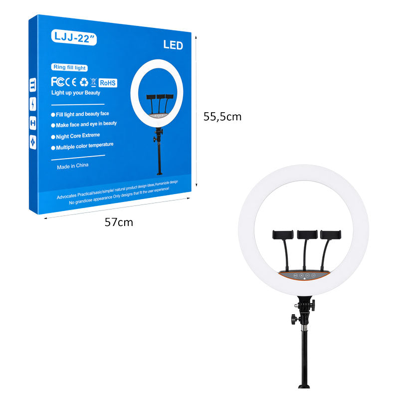 LED Ring Light 22" με 3 Βάσεις Κινητού LJJ-22 - LED Ring Light 22" with 3 Phone Holders