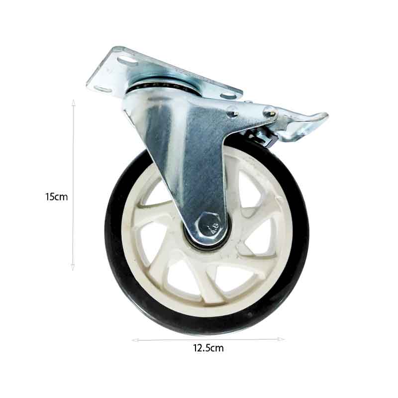 Ρόδα Επίπλου με Πέλμα και Φρένο 12.5cm - Furniture Caster Wheel with Plate and Brake