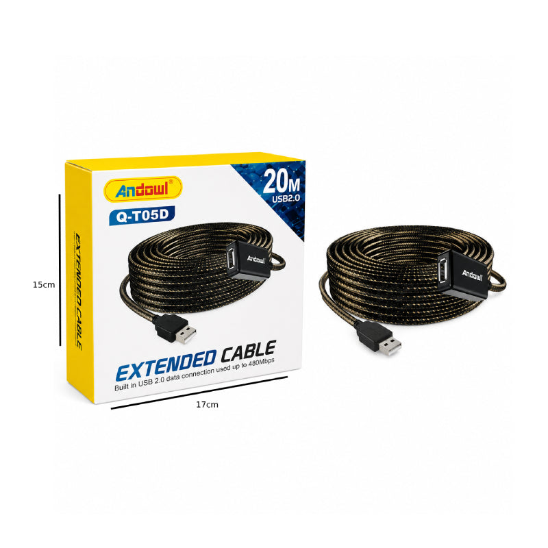 Andowl Καλώδιο Επέκτασης USB 2.0 20 Μέτρων Q-T05D - USB 2.0 Extension Cable 20M