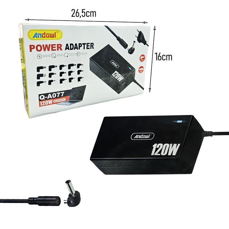 Andowl Φορτιστής Laptop Universal 120W με Αντάπτορες Q-A077 - Power Adapter