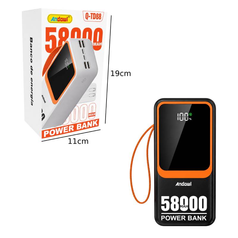 Andowl Power Bank με Ψηφιακή Οθόνη LED 58000mAh Q-TD88 - LED Display Power Bank