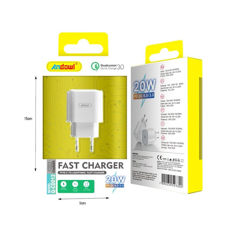 Andowl Φορτιστής Type-C 20W Q-CD012 - Charger