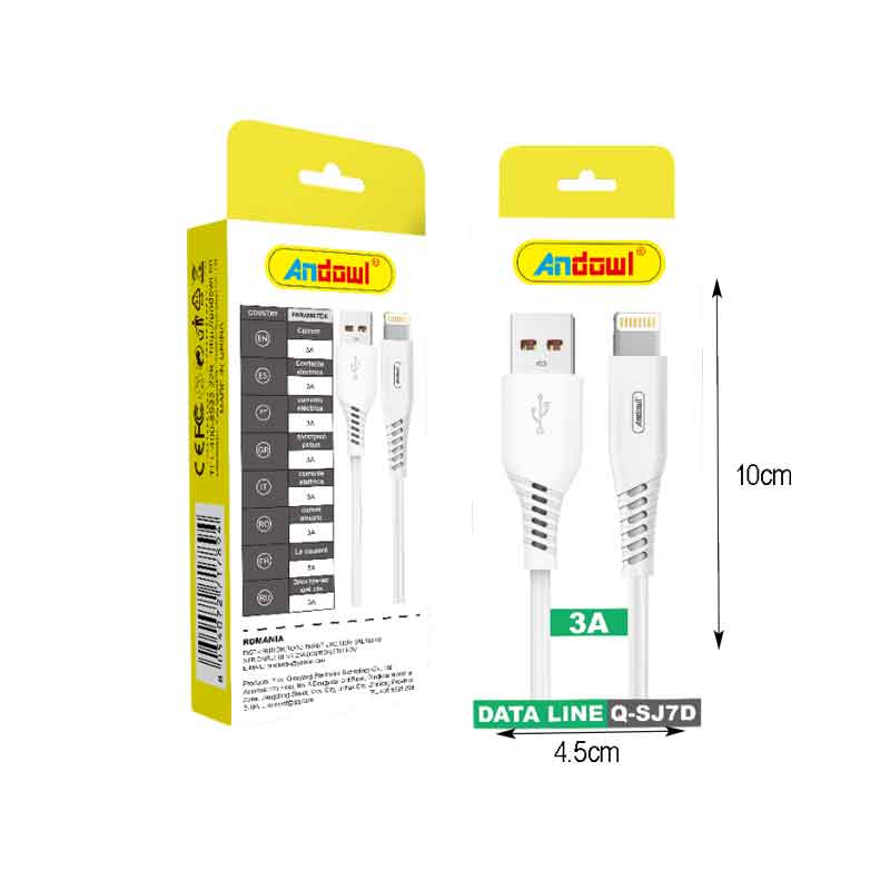 Andowl Καλώδιο φόρτισης USB σε Lightning 3A Q-SJ7D- USB Data Cable