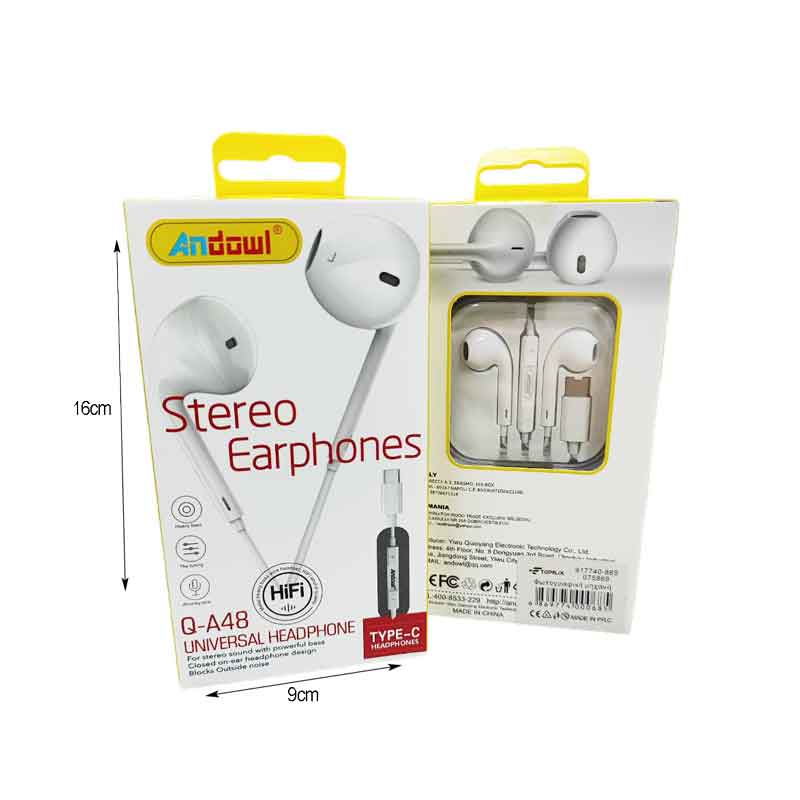Andowl Ενσύρματα Ακουστικά με Βύσμα USB-C - Earphone
