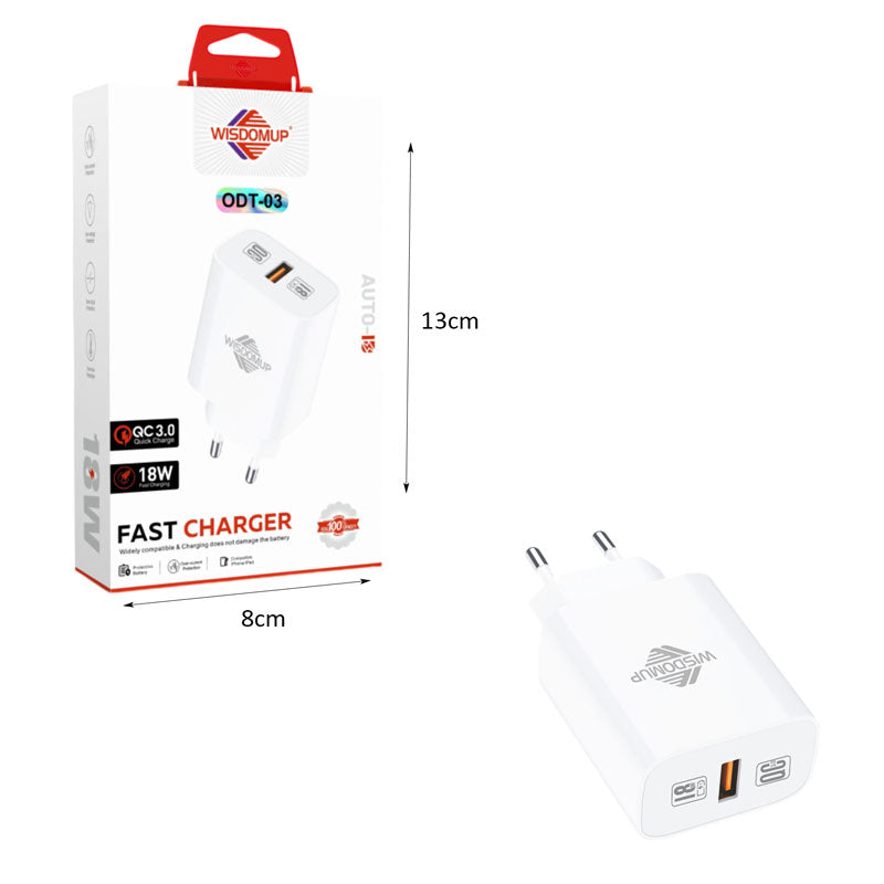 Wisdomup Φορτιστής 18W USB Ταχείας Φόρτισης ODT-03 – Fast Charger