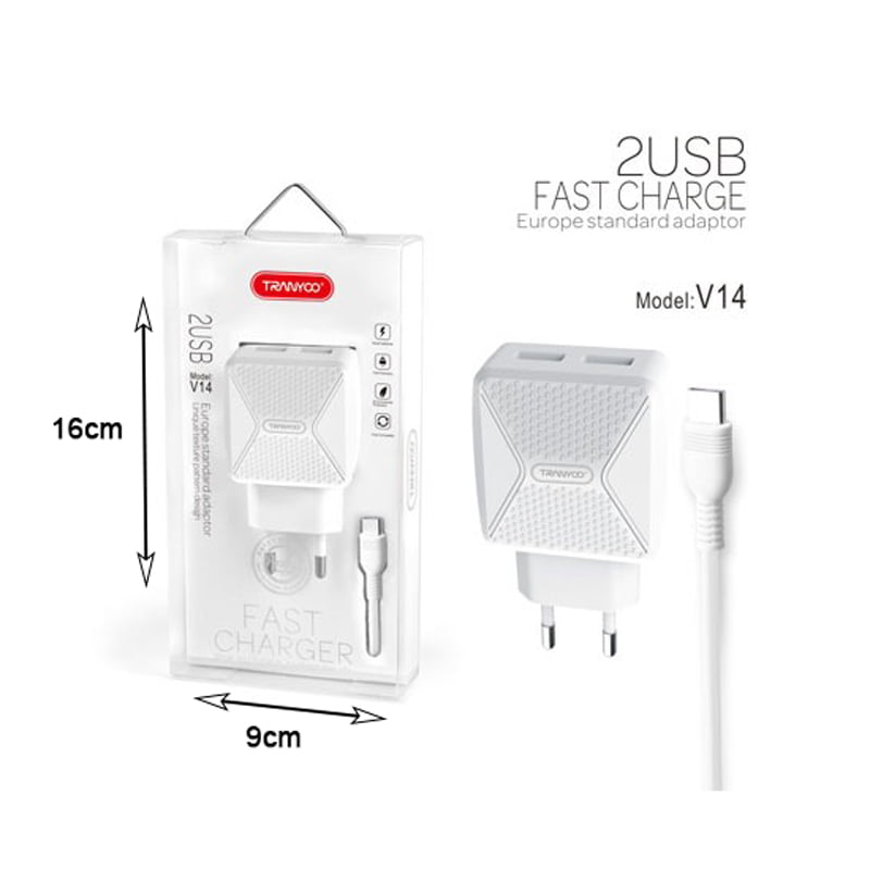 TRANYOO 5V γρήγορος φορτιστής 2USB 2.4A V14 – Fast charger