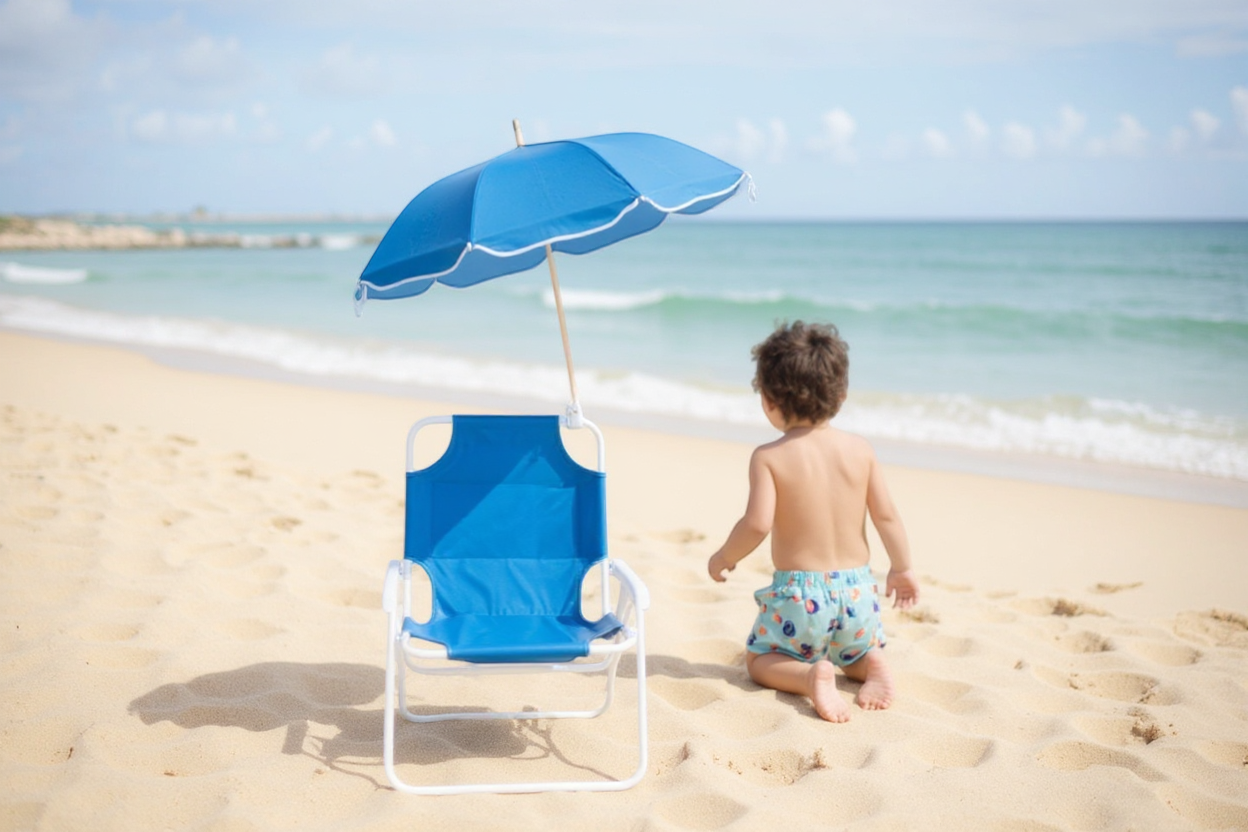 Παιδική πτυσσόμενη καρέκλα camping με ομπρέλα - 1047 - 241712 - Blue