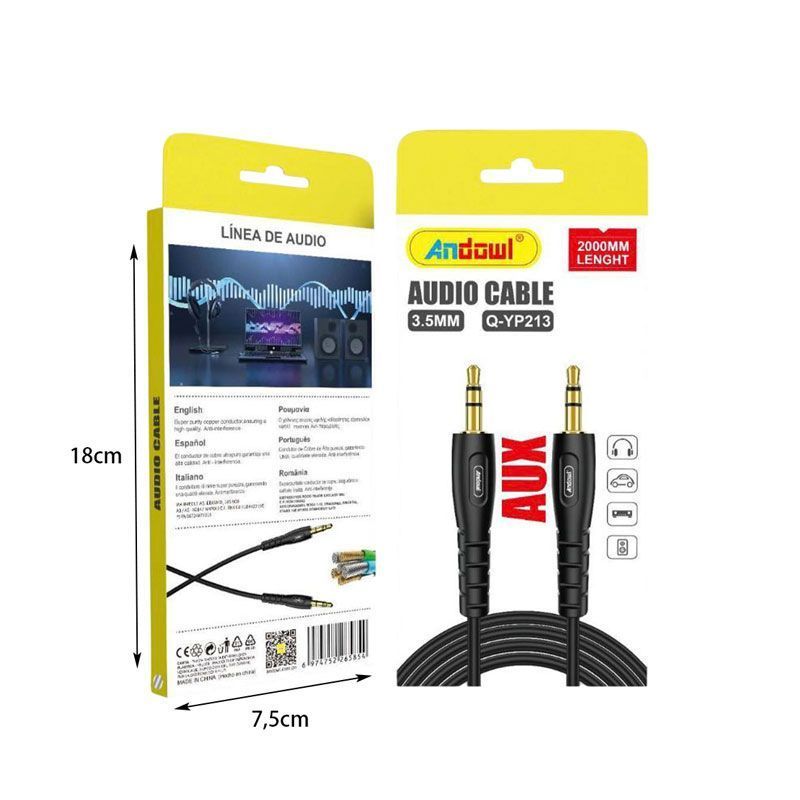 Andowl Καλώδιο Ήχου 3.5mm σε 3.5mm - 2m Q-YP213 - Audio Cable