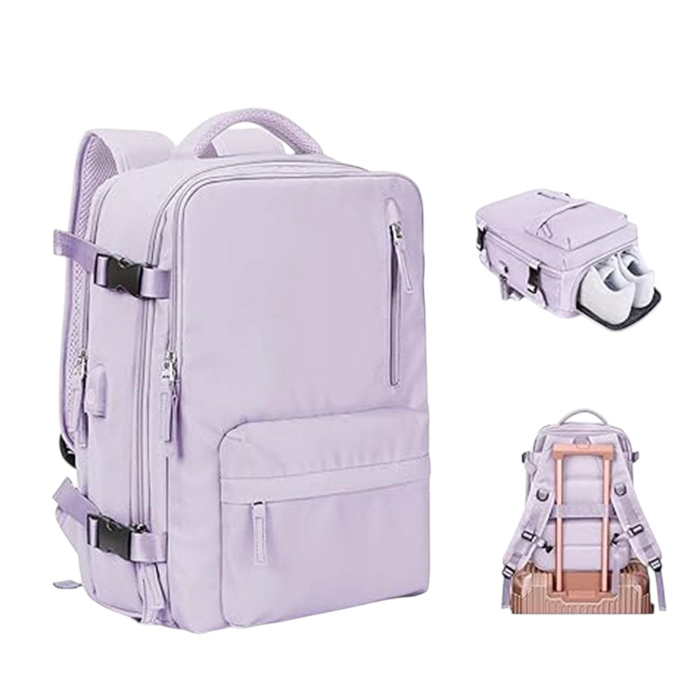 Waterproof Fabric Backpack with USB Port Lilac 32lt PS2811