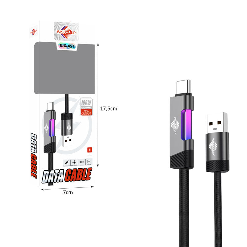 Wisdomup Καλώδιο Φόρτισης USB σε Type-C Ταχείας Φόρτισης 100W SJX-45T - USB to Type-C Fast Charging Cable