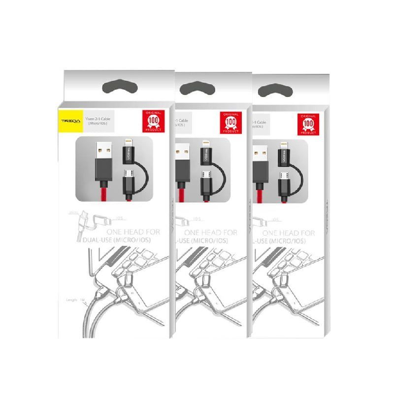 Treqa Καλώδιο Regular USB to Lightning / micro USB Cable 1m CA-812 - One head for dual-use Micro/Ios