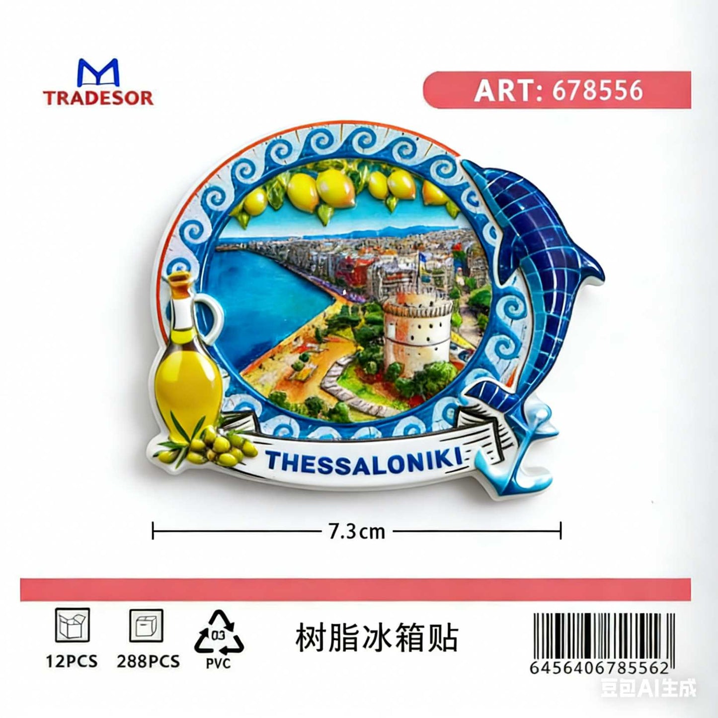 Τουριστικό μαγνητάκι Souvenir - Σετ 12pcs - Thessaloniki - 678556