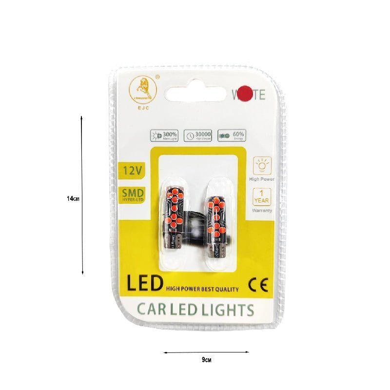EJC Λάμπες Αυτοκινήτου LED 12V T10-18 2τμχ Κόκκινο - Car LED Lights RED