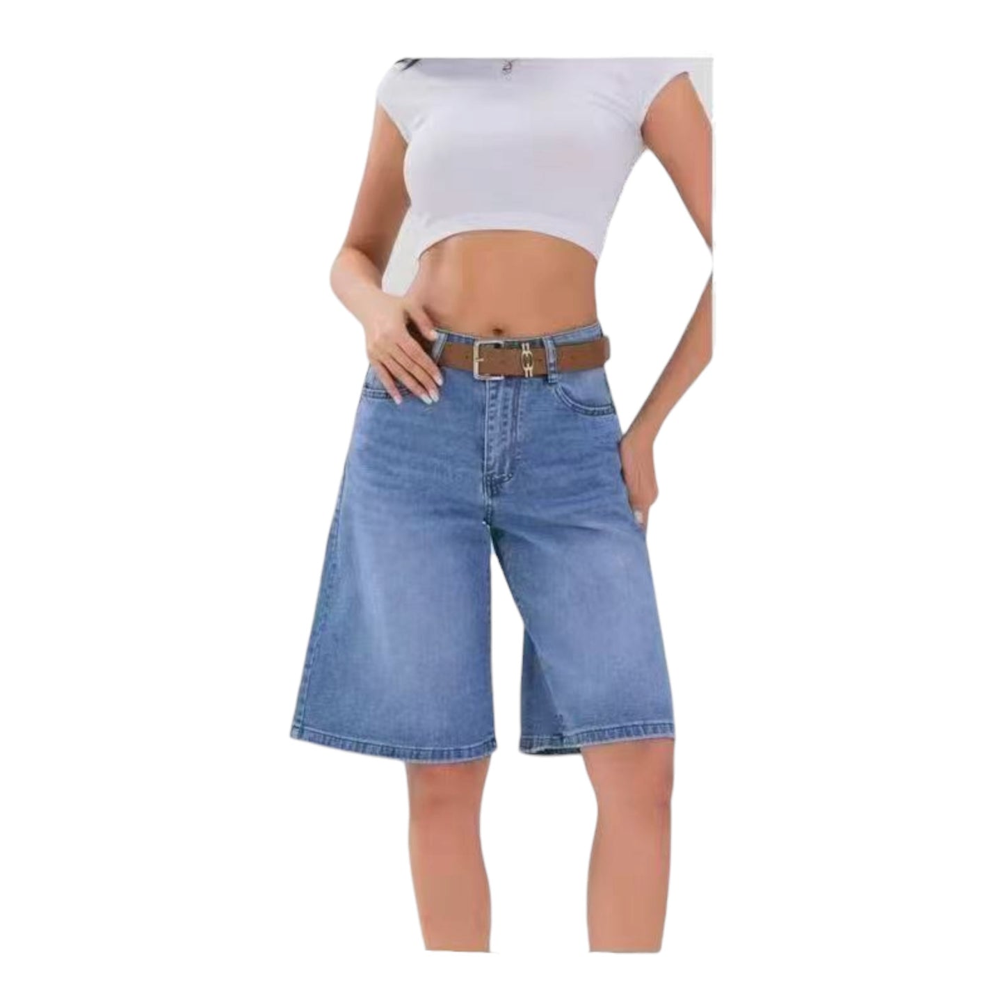 Miss Good Γυναικεία Τζιν Βερμούδα Wide Leg Μπλε
