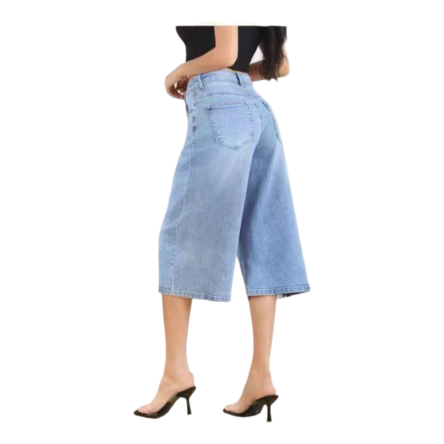 MISS GOOD Γυναικεία Τζιν Βερμούδα Cropped Straight Μπλε