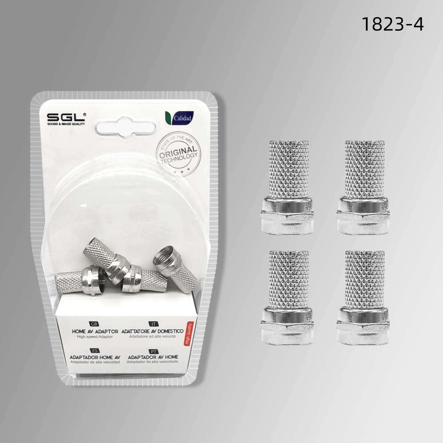 Βύσμα κεραίας TV Coaxial τύπου F - 4pcs - 1823-4 - Silver - 098692