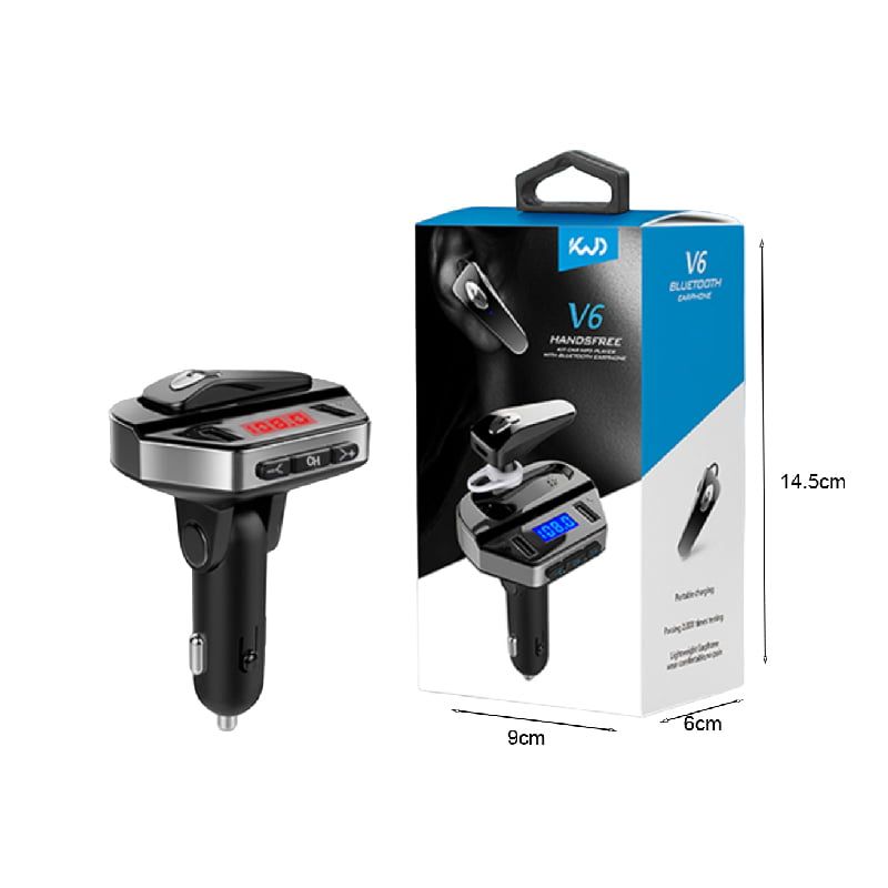 Φορτιστής Αυτοκινήτου Bluetooth με Ακουστικό V6 BT - Handsfree Car Kit FM