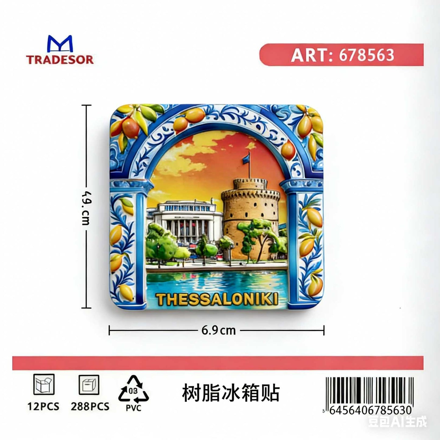 Τουριστικό μαγνητάκι Souvenir - Σετ 12pcs - Thessaloniki - 678563