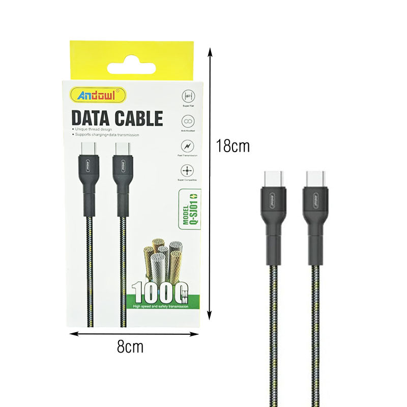 Andowl Καλώδιο Δεδομένων Type-C σε Type-C 1m Q-SJ01 - Data Cable