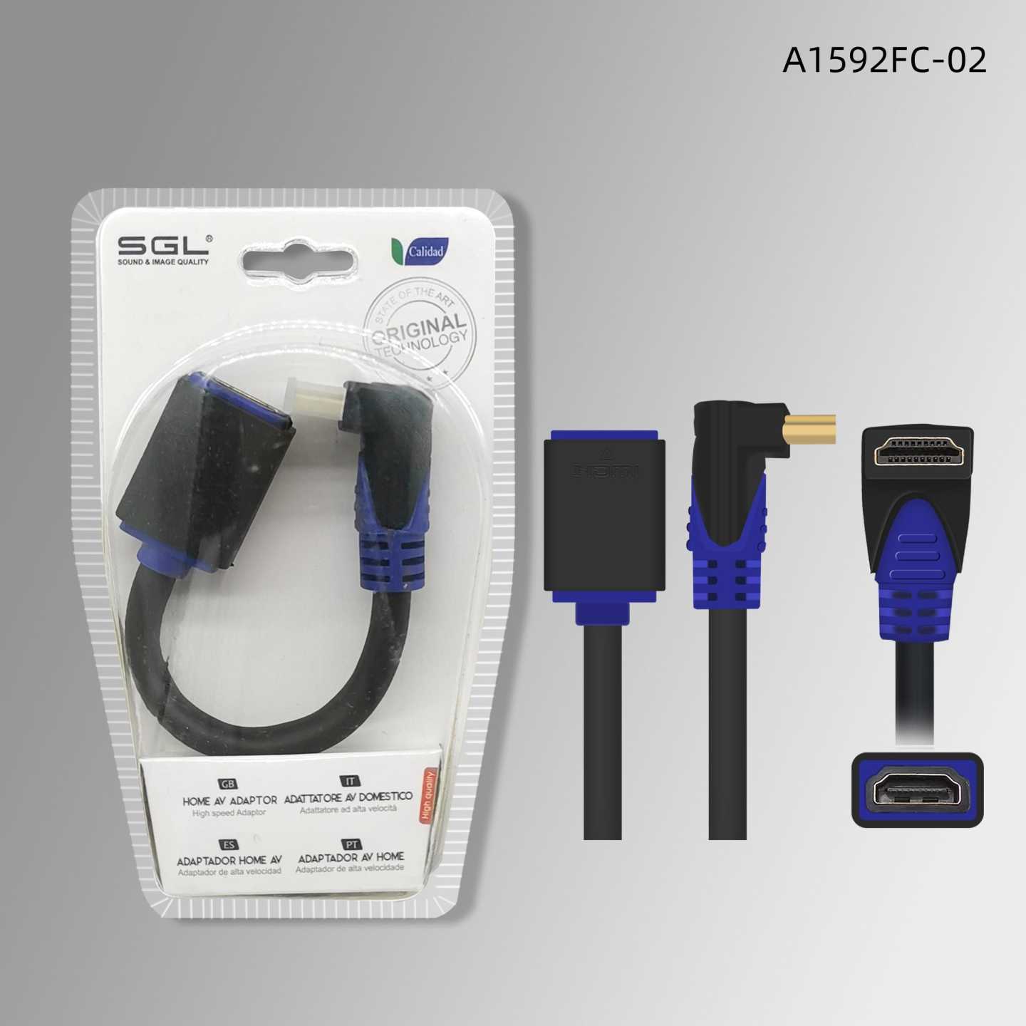 Αντάπτορας καλώδιο HDMI γωνιακό 90° - A1592FC-02 - Male/Female - 098043