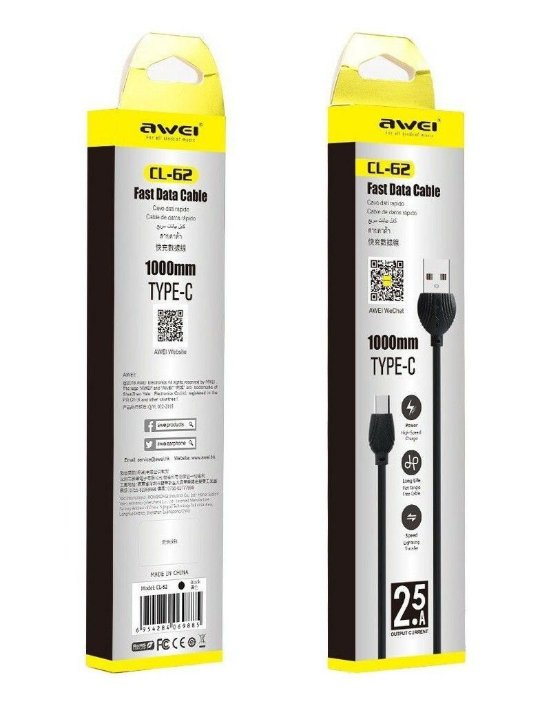 Καλώδιο φόρτισης & data - Type-C - CL-62 - AWEI - 036481