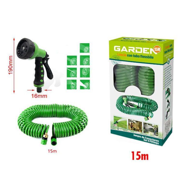 KMT Λάστιχο Σπιράλ 15m με Πιστόλι - Spiral Hose with Gun