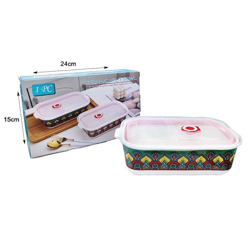 Κεραμικό Δοχείο Φαγητού 3 Θέσεων - Ceramic Split Bowl Box