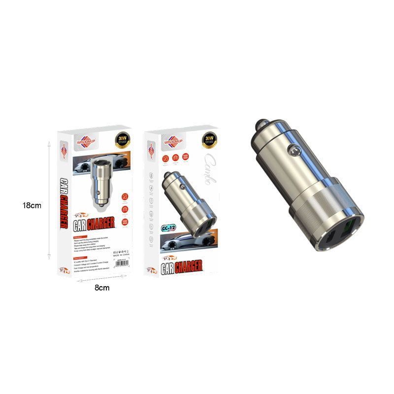 Wisdomup Φορτιστής Αυτοκινήτου με 2 θύρες CC-12 30W - PD + Fast car charger
