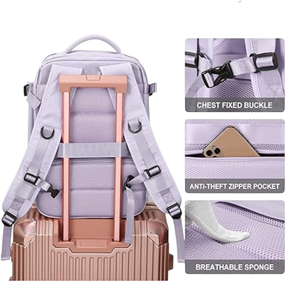 Waterproof Fabric Backpack with USB Port Lilac 32lt PS2811