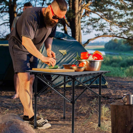 Aluminum Folding Camping Table 50x55x50cm Black