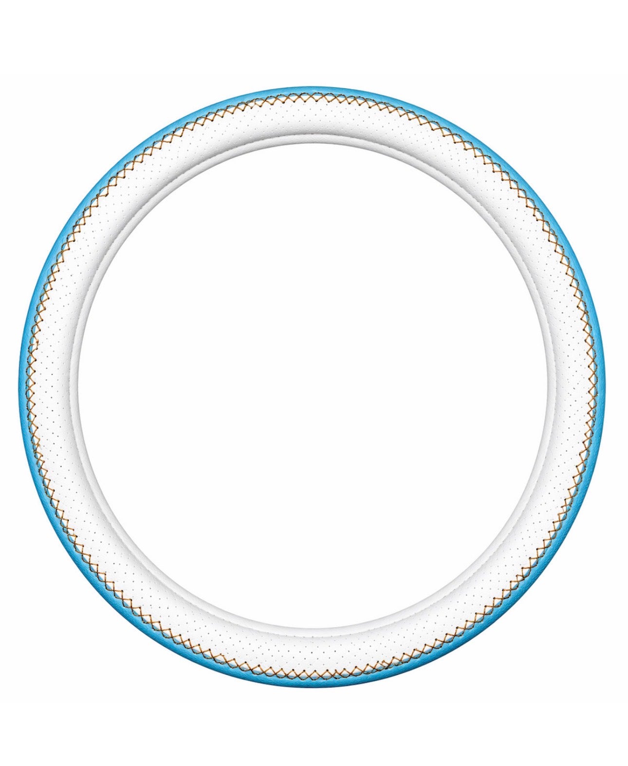 Κάλυμμα Τιμονιού Αυτοκινήτου 37-39cm Universal Pvc & Καουτσούκ Αντιολισθητικό Διάτρητο Λευκό Γαλάζιο