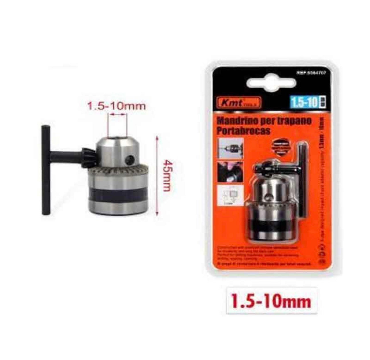 Kmt Τσοκ Τρυπανιού Κλειδί 1.5-10mm Drill Chuck Μαύρο