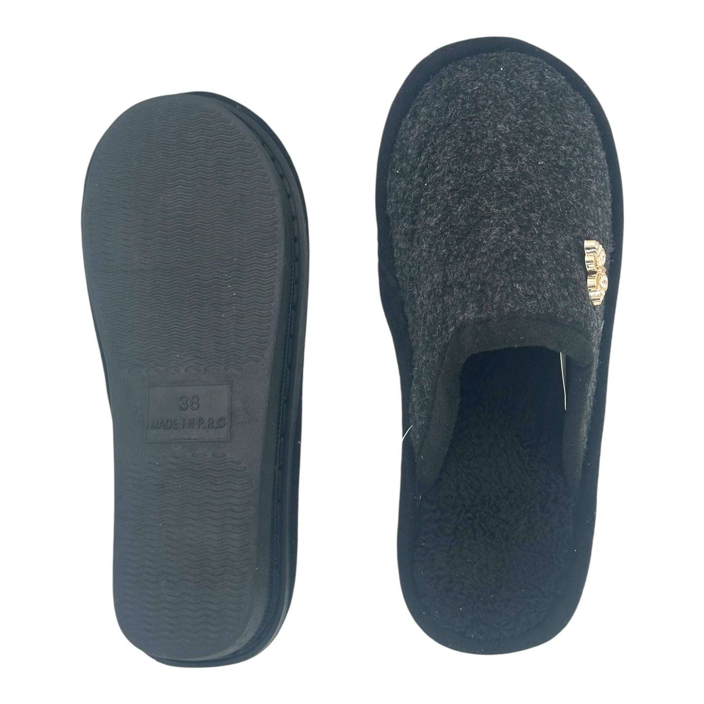 Angel Shopping Χειμερινές Γυναικείες Παντόφλες Μαύρες