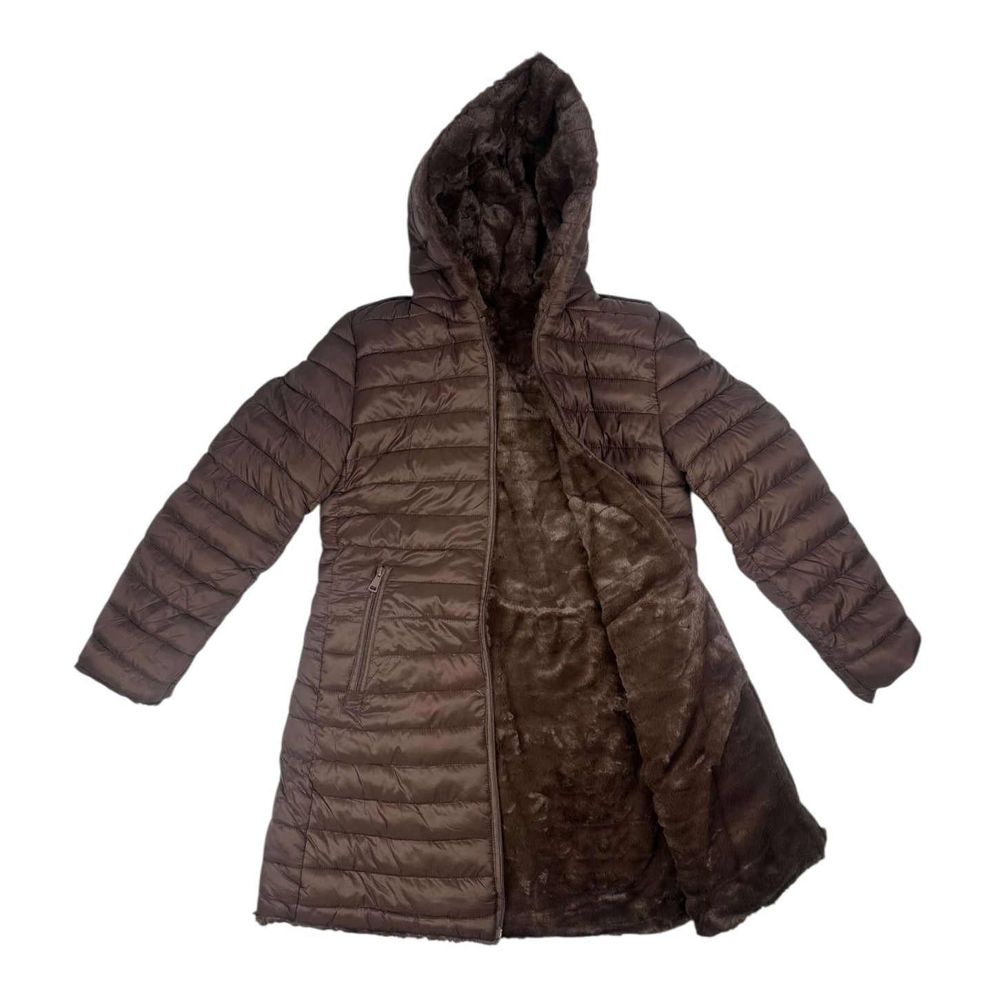 Angel Shopping Γυναικείο Μπουφάν Διπλής Όψης για Χειμώνα Καφέ