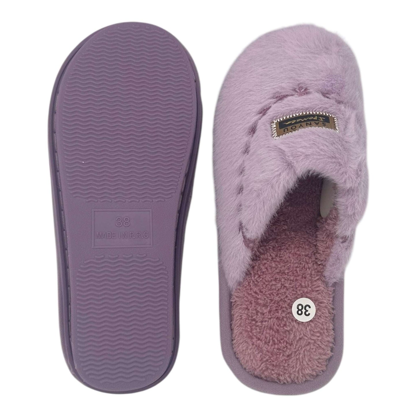 Angel Shopping Χειμερινές Γυναικείες Παντόφλες Μωβ