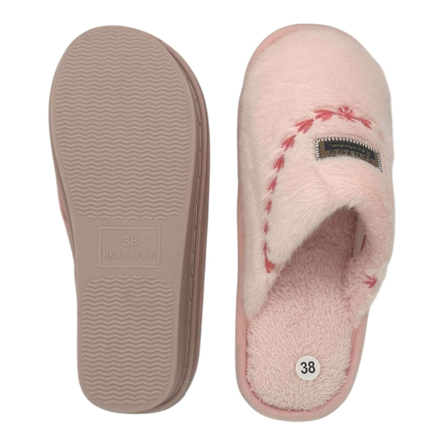 Angel Shopping Χειμερινές Γυναικείες Παντόφλες Ροζ