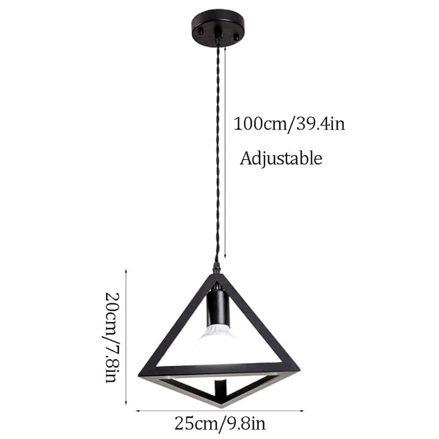 Diamond Pendant Light 25x20cm. Black