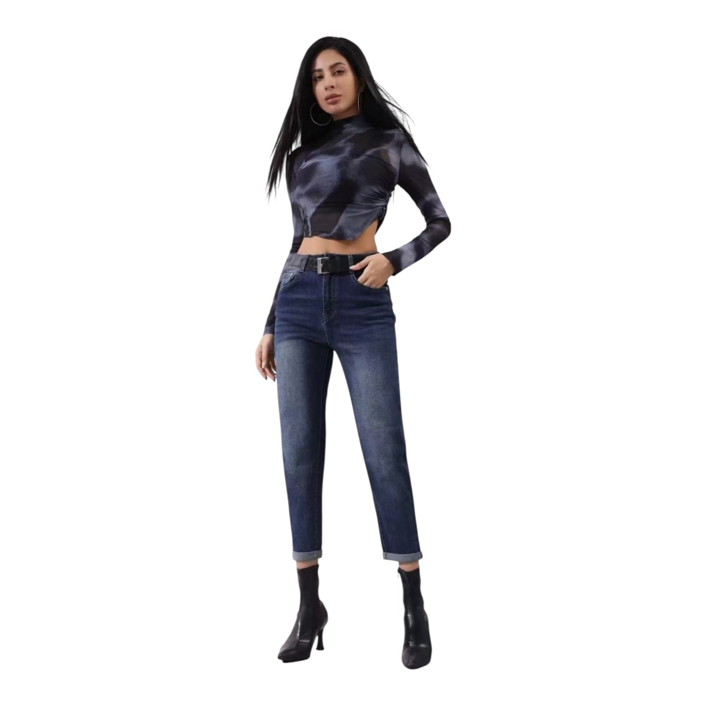 MISS GOOD Γυναικείο Τζιν Χαμηλό Καβάλο Mom fit Μπλε