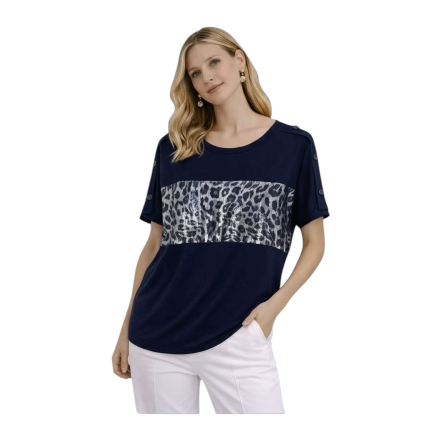 Angel Shopping Γυναικεία Μπλούζα με Animal Print Λεπτομέρεια Μαύρο